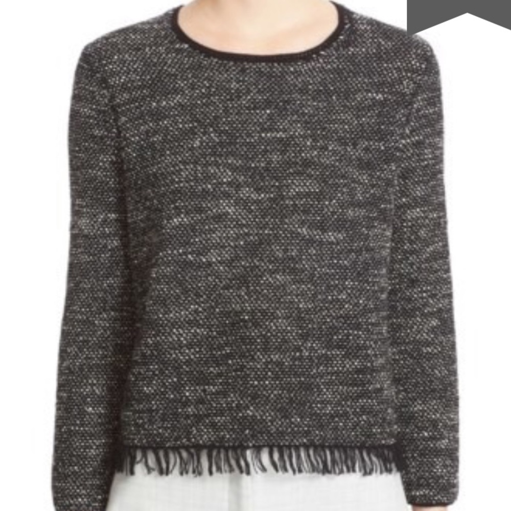 Theory Vendhla Tweed Fringe Sweater Size S
